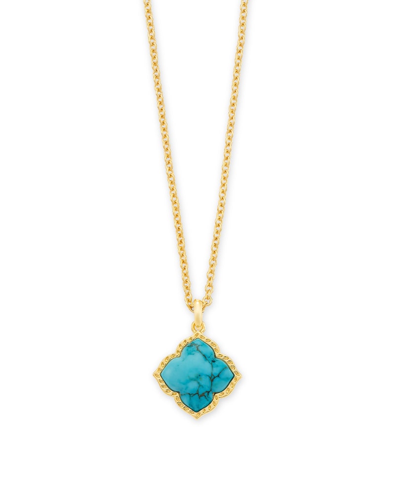 Mallory Gold Pendant Necklace in Variegated Turquoise Magnesite image number 0